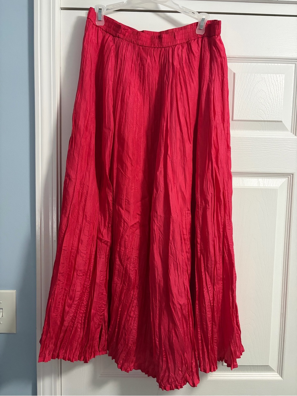 Women's Red Full-Length Pleated Skirt